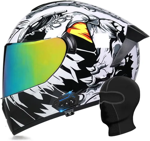 Vista 17 de Casco de motocicleta con Bluetooth, casco con Bluetooth integrado, casco integral plegable con Bluetooth, aprobado por DOT/ECE, con múltiples