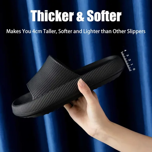 Vista 3 de rosyclo Pantuflas con sensación de nube para mujeres y hombres, pantuflas acolchadas para la ducha, sandalias de baño, máxima comodidad, ligeras