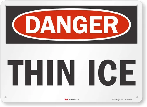 Vista 3 de SmartSign "Danger - Thin Ice" etiqueta 5" x 7" vinilo laminado reflectante 3M