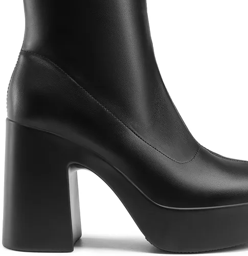 Vista 2 de DREAM PAIRS Botines Gogo de plataforma para mujer, tacón alto y grueso, punta cuadrada, botines