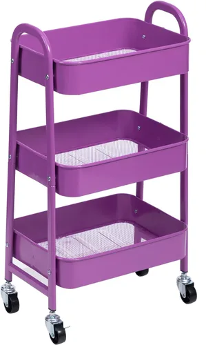 Vista 8 de AGTEK Carrito utilitario de 3 niveles con ruedas bloqueables, almacenamiento multifuncional de metal, carrito organizador para cocina, oficina, sala