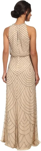 Vista 3 de Adrianna Papell Vestido estilo blusa con cuentas Art Deco para mujer con escote halter