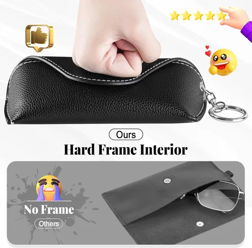 Vista 4 de RayLove Estuche para gafas de sol, funda de cuero portátil para gafas de sol, funda de protección de viaje