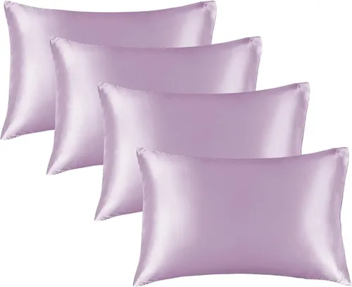 Vista 75 de BEDELITE Funda de almohada de satén para cabello y piel, súper suave y refrescante similar a las fundas de almohada de seda, paquete de 2 con cierre