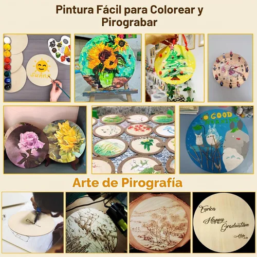 Vista 4 de 40 círculos de madera de 8 pulgadas para manualidades de 1/8 pulgadas de grosor, círculos de madera redondos sin terminar de 0.118 in, discos