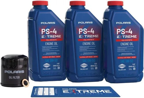 Vista 2 de Kit de cambio de aceite Polaris para modelos específicos RZR Turbo y Pro XP & XP 4 con motor de 4 tiempos, incluye 3 cuartos de galón de aceite