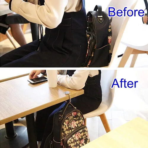 Vista 4 de Gancho plegable para bolso, colgador de mesa, gancho para colgar bolsas para niñas y mujeres (F-3P Mandala Flower)