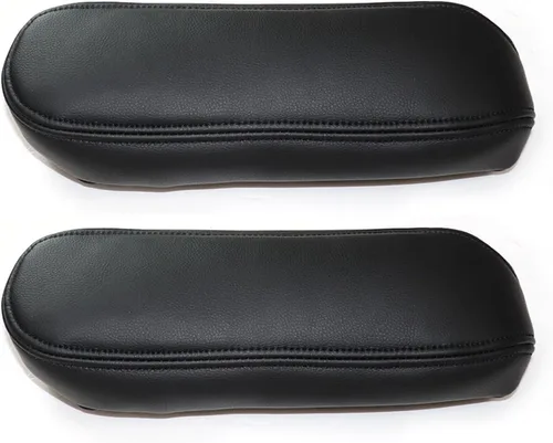 Vista 9 de NLQR 2 piezas fundas de repuesto para reposabrazos de asiento de cuero negro compatibles con Ford F150 F250 F350 F450 F550 Excursion 1999 2000 2001