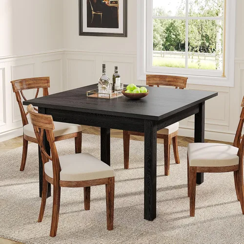 Vista 6 de Tribesigns Mesa de comedor de madera, mesa de cocina moderna para comedor, sala de estar, 2-4 personas, mesa de comedor cuadrada con patas