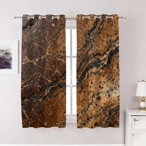 Vista 20 de Cortinas opacas de poliéster multicapa marrón con diseño de bosque natural, 2 unidades, 26 x 24 pulgadas