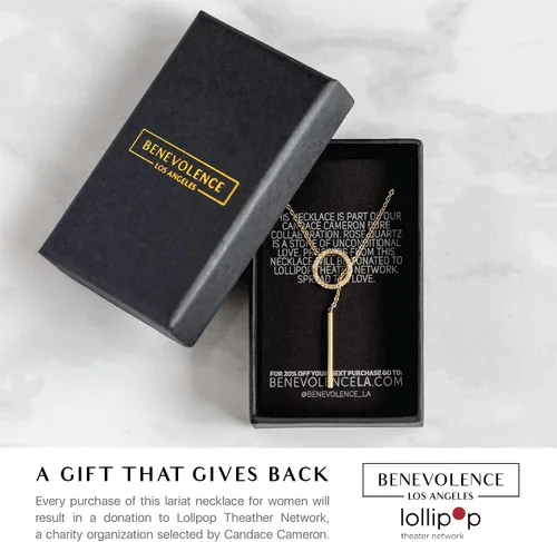 Vista 5 de Benevolence LA Lariat Necklace for Women, Gold Bar Necklace, Candace Cameron Designed Y Necklace for Women, Gold Necklace for Women, 14k Gold