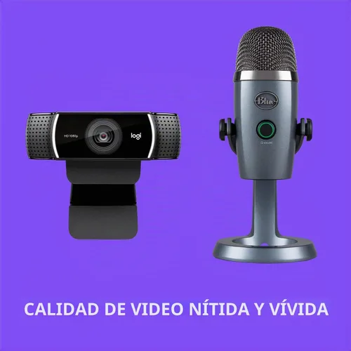 Vista 3 de Logitech C922x Pro Stream Webcam - Cámara Full HD de 1080p con micrófono USB de condensador profesional Blue Yeti Nano