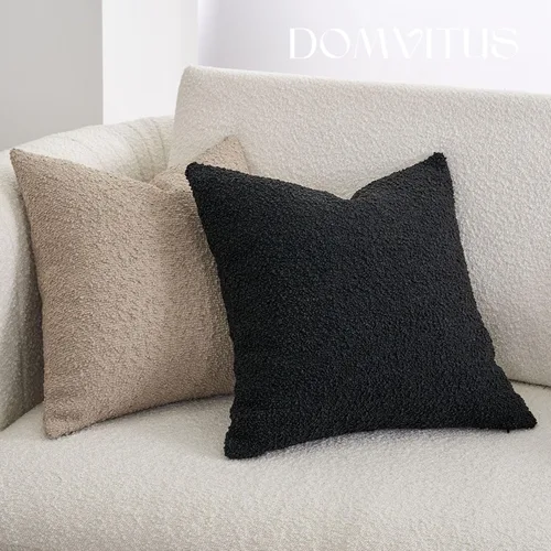 Vista 5 de DOMVITUS Boucle - Fundas de almohada de 20 x 20 pulgadas, almohadas decorativas negras para sala de estar, fundas de almohada para dormitorio Negro