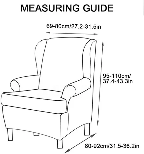 Vista 6 de Fundas para silla Wingback, 2 piezas, fundas elásticas elegantes para silla de ala con parte inferior elástica, protector de muebles para Hojas