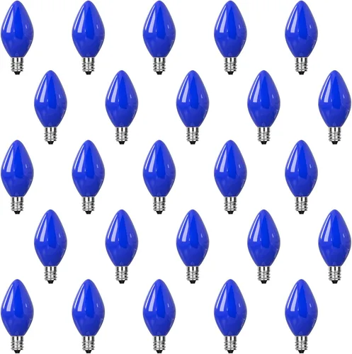 Vista 16 de Paquete de 25 bombillas de repuesto de luces de Navidad C7, bombillas incandescentes de vidrio multicolor transparente, base de candelabro C7/E12