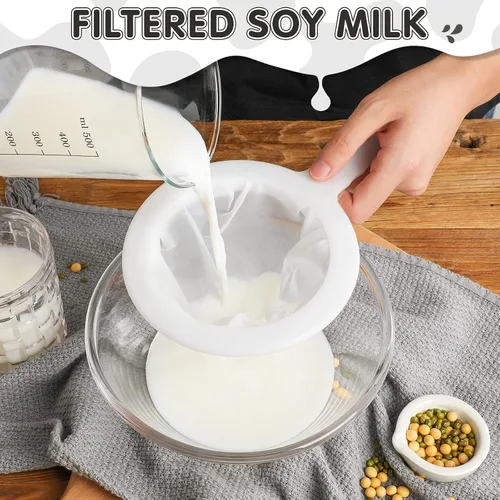 Vista 3 de Zopeal 2 coladores de malla ultrafina de 9 pulgadas para granos de kéfir, colador de jugo de plástico, colador de alimentos, tamiz de yogur griego