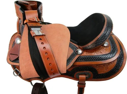 Vista 8 de Cómodo Trail Western Horse Sillín 15 16 17 18 Placer Tooled Cuero Tack Set SQHB