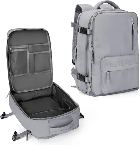 Vista 25 de WONHOX - Mochila grande, aprobada para vuelo, unisex, para viajes, trabajo, negocios o laptop, a1-Negro, Medium
