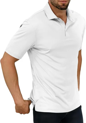 Vista 3 de JOYMASAR Camisas de golf para hombre - Polo de manga corta sólido que absorbe la humedad