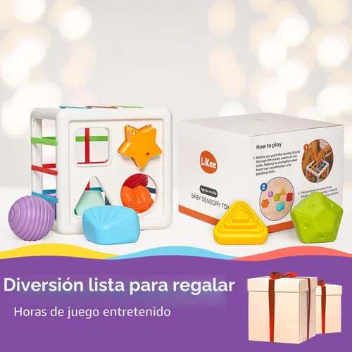 Vista 8 de LiKee Juguetes Montessori para niños de 1 año y más, clasificador de formas,10 bloques para el desarrollo sensorial y las habilidad motoras finas
