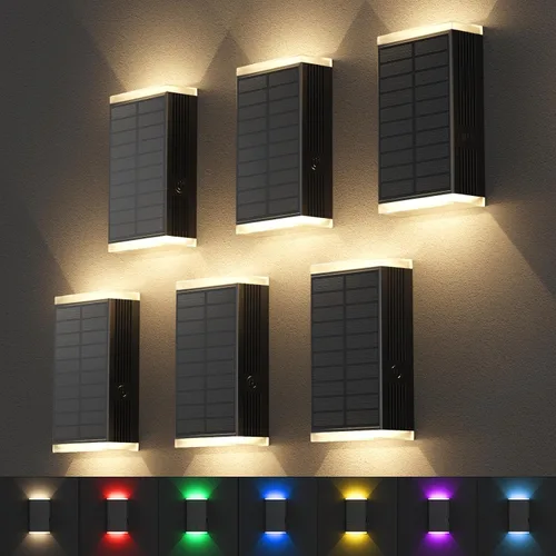 Vista 15 de Lámpara solar de pared para exteriores, 3000/4000/6000K, 3 modos de iluminación del atardecer al amanecer, aplique de pared IP67, impermeable