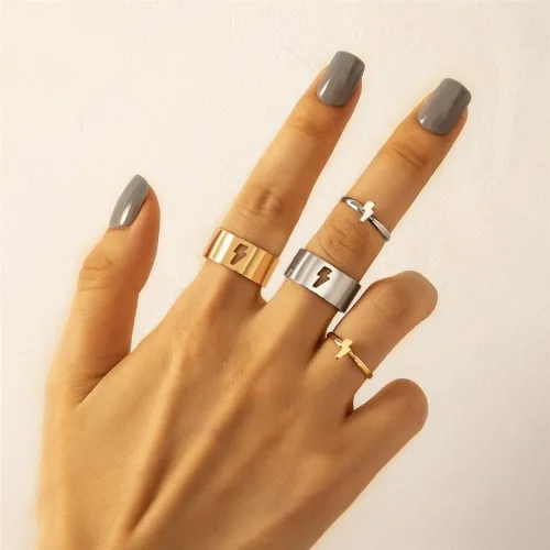 Vista 3 de Anillos a juego con mejores amigos para parejas, Tiktok Y2k, anillos de pareja, con corazón, luna, estrella, planeta, para mujeres, hombres y niñas