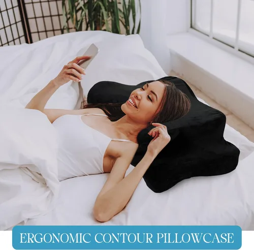 Vista 4 de Hahafelt Funda de Almohada de Terciopelo Cristal Cervical para Cuello (Solo Funda de Almohada) Cubierta de Almohada Ergonómica Cubierta de Almohada