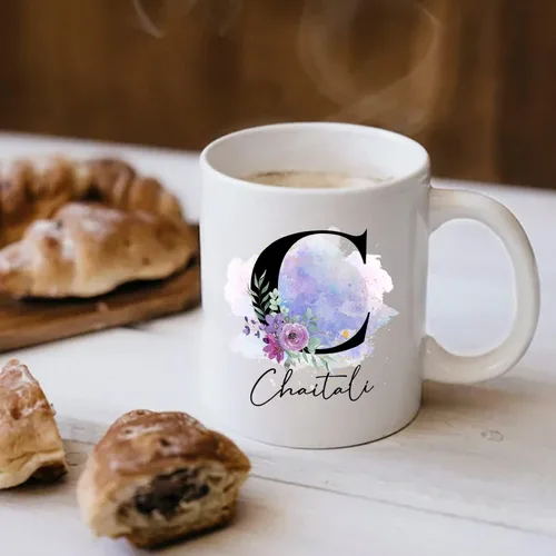 Vista 4 de Taza de café personalizada con nombre inicial, regalo para mujeres, esposa, amiga, mamá, abuela, madrastra, nombre personalizado e inicial taza