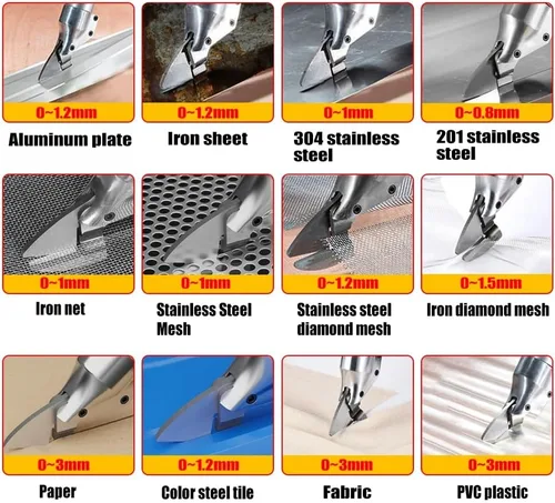 Vista 7 de Tijeras eléctricas de metal, tijeras de metal inalámbricas para cortar hojas, hierro, tapicería, alfombra, cuero, cartón con 2 baterías de 3000 mAh