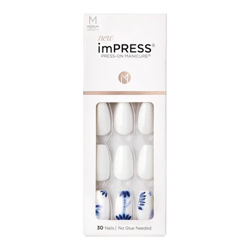 Vista 19 de Uñas postizas sin pegamento KISS imPRESS, diseño "All I Want" Púrpura y Blanco