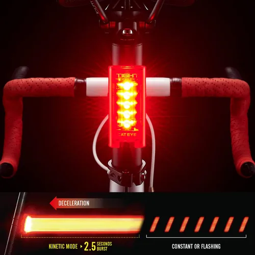 Vista 2 de CATEYE - Luz trasera LED trasera cinética ajustada para bicicleta (cinética ligera) Luz trasera con visibilidad de 360 grados, cinco LED, tres
