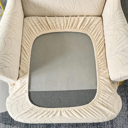 Vista 4 de OKYUK Wingback - Funda para silla, 2 piezas, tela jacquard de elastano, elástica, con respaldo de ala, funda para silla, muebles, sofá con parte