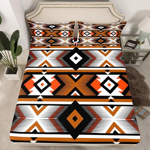 Vista 2 de Erosebridal Southwestern - Juego de ropa de cama tamaño individual, diseño étnico étnico geométrico, bohemio, azteca, para niños, adolescentes