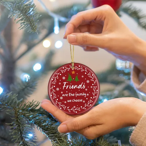 Vista 4 de Adornos de Navidad para Amigos, Regalos para Mujeres y Hombres - Adornos de Cerámica para Árbol de Navidad de 3", Adornos de Amistad para Mejores