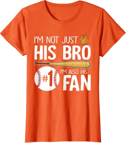 Vista 68 de Camiseta Baseball Brother I'm Not Just His Bro I'm His Number One Fan, Negro