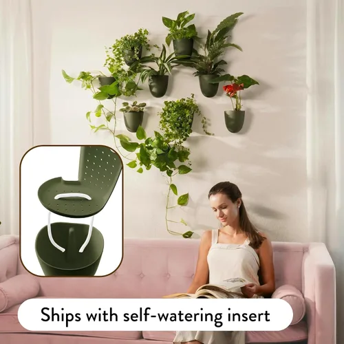 Vista 3 de Make Good PlantPod Luxe - Macetas de pared con riego automático (juego de 3, verde bosque), fáciles de regar e instalar, ligeras, diseña tu propio
