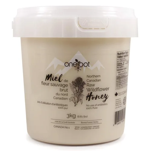 Vista 9 de Oneroot 100% miel de flores canadienses – 17.6 onzas/1.1 libras, miel silvestre sin filtrar, sin calentar y crema, miel de flores silvestres cruda