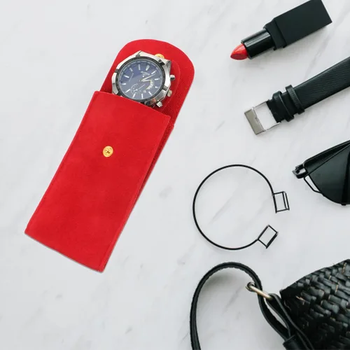 Vista 5 de Bolsa de reloj para viajes, fundas portátiles de viaje para relojes, almacenamiento de bolsas de reloj individuales, soporte de franela para reloj