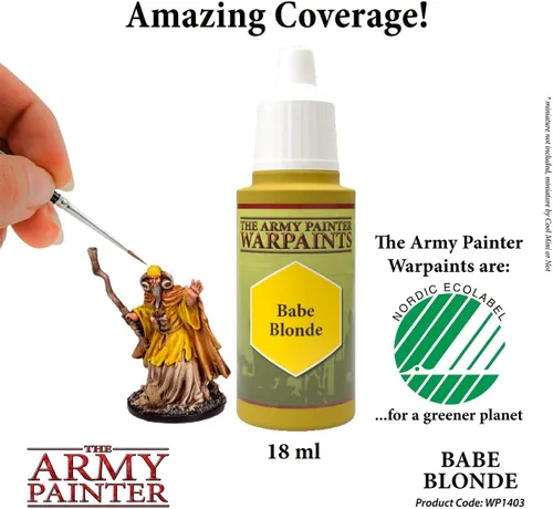 Vista 2 de The Army Painter Babe Blonde Warpaint - Pintura acrílica no tóxica a base de agua muy pigmentada para juegos de rol de mesa, juegos de mesa