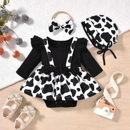 Vista 43 de Unutiylo Ropa de bebé recién nacida prematura con tirantes, traje de otoño e invierno, traje de manga larga con volantes