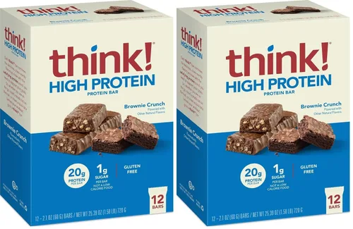 Vista 16 de Think! Barra alta en proteínas, Brownie Crunch, 12
