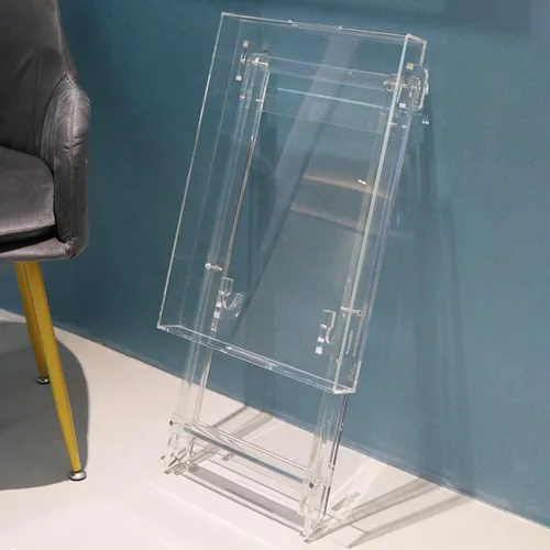 Vista 4 de Mesa plegable de acrílico, mesa auxiliar auxiliar de acrílico transparente, mesa de servicio portátil, mesa de centro cuadrada moderna para espacios