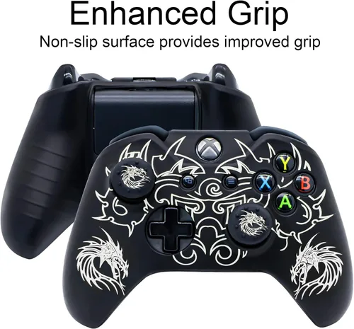 Vista 2 de BRHE - Funda protectora de silicona antideslizante para control Xbox-One juego de accesorios para Microsoft Xbox 1 Gamepad Joystick con 2 tapas