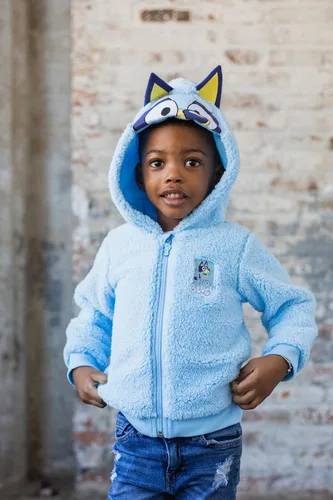 Vista 4 de Bluey Bingo Cozy Sherpa - Sudadera con capucha para cosplay con cremallera para niños pequeños