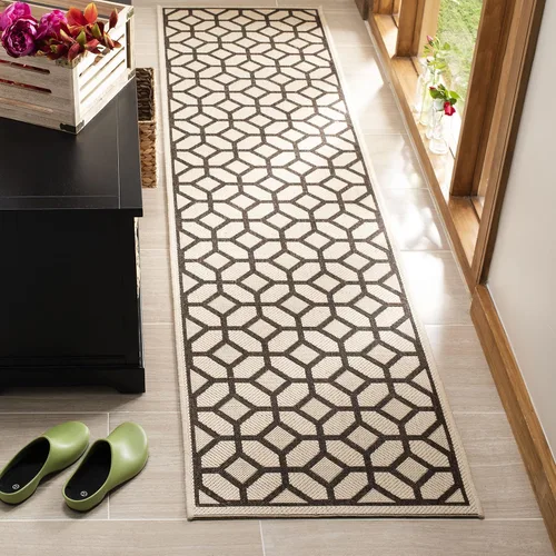 Vista 26 de SAFAVIEH Linden Collection - Alfombra lavable para exteriores, alfombra de pasillo de 2.2 x 8 pies, gris claro y carbón, no desprende pelusa y fácil