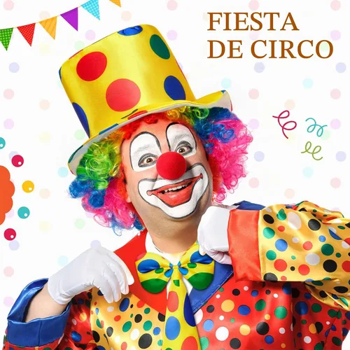 Vista 3 de JaGely Juego de 7 piezas de disfraz de payaso, peluca de arcoíris, sombrero
