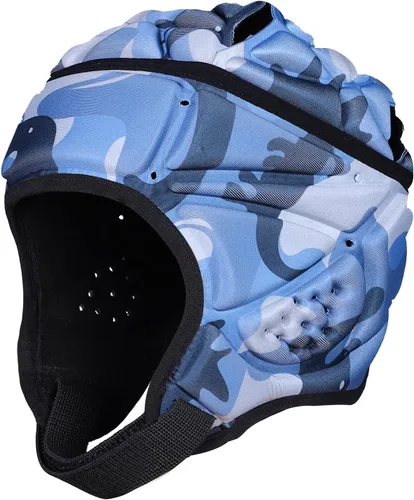 Vista 11 de DGXINJUN Casco de fútbol con bandera de carcasa suave, casco de rugby 7v7, gorra Scrum, casco acolchado de fútbol, protector de cabeza ajustable