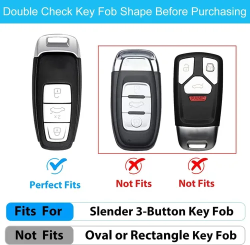 Vista 2 de OLLEN Funda para llavero de cuero genuino sin tornillos, compatible con Audi A3 A6 A6L A7 A8 Q7 Q8 E-Tron S3 S6 S7 SQ7 RS6 RS7, etc, protector
