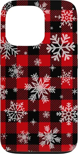 Vista 10 de Snowflakes Snow Snowing Christmas Winter Red Black Plaid Case for iPhone 17