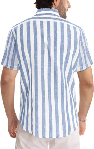 Vista 11 de JMIERR Camisas de vestir a rayas con botones y manga corta para hombre